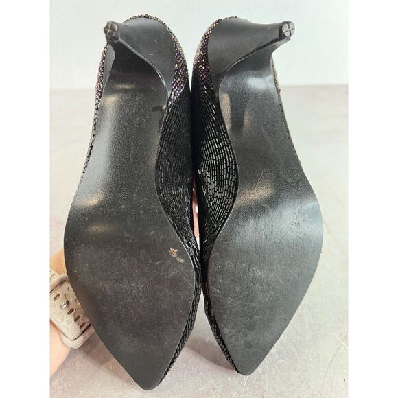 Vintage J.‎ Renee Black Beaded Heels Size 7M 80s Party Retro - Picture 7 of 10